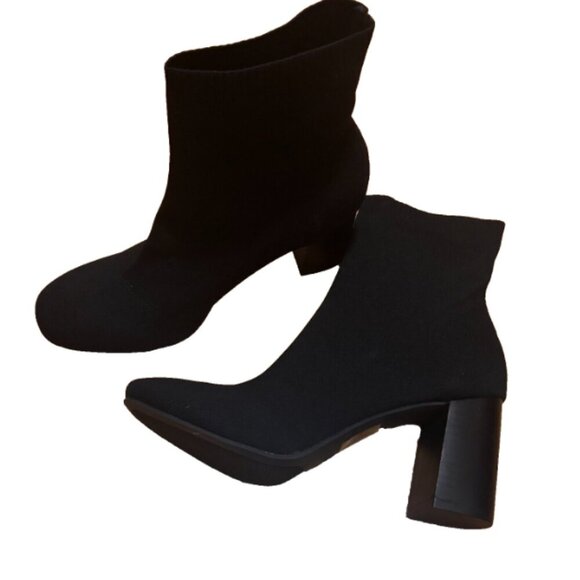 MIA Women's Black "Martin" Pointed Toe Block Heel Sock Booties - Size 10 NEW - Picture 3 of 7